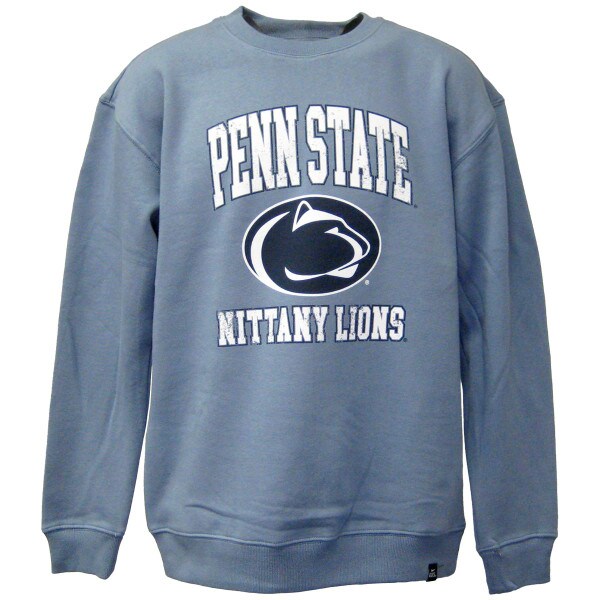 saltwater blue crew neck sweatshirt with distressed Penn State Nittany Lions